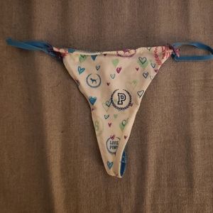 2000s vintage Victoria's Secret PINK lace back v-string